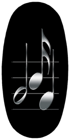 DASOV 382 SL BK Silver Music Notes Black Background